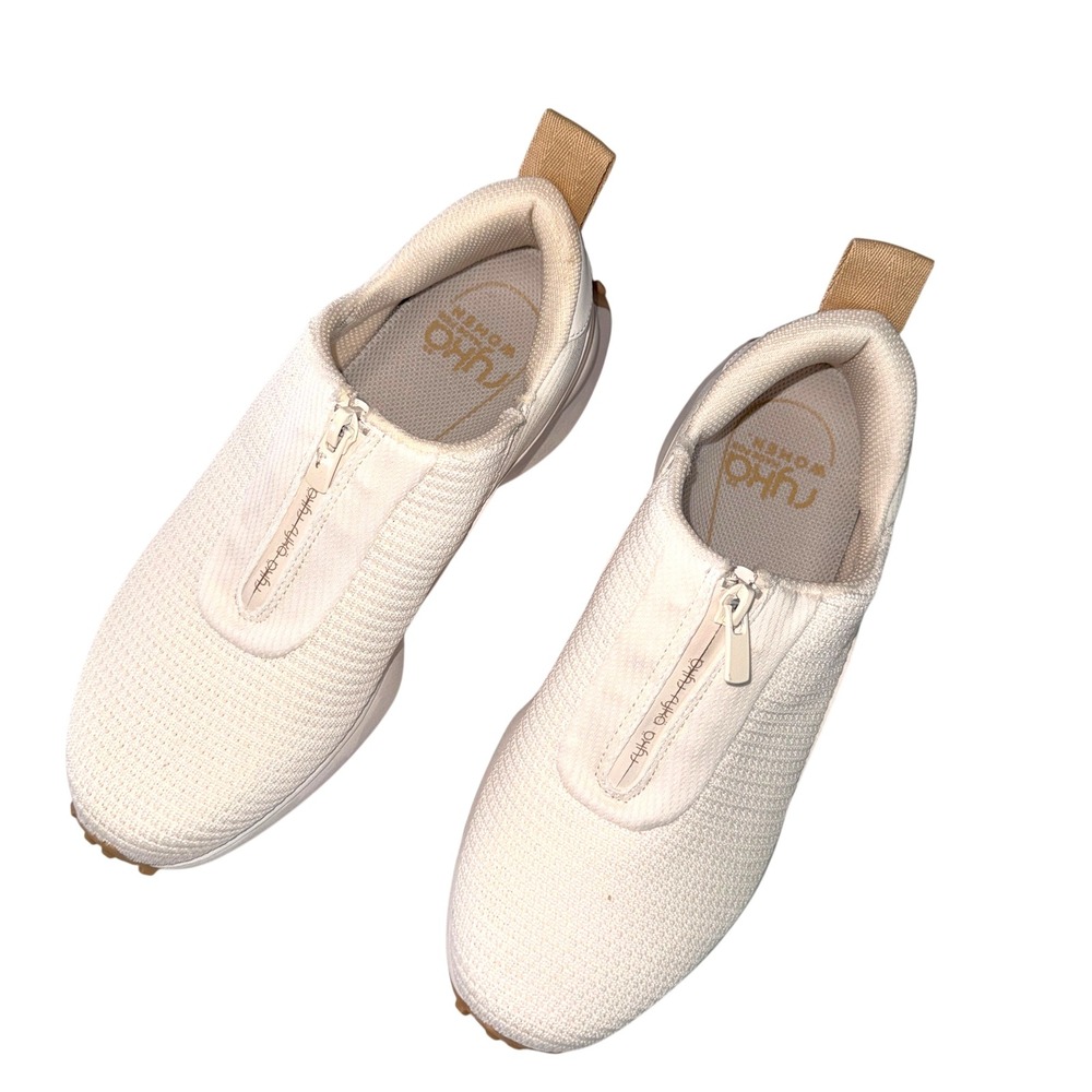 NEW Ryka Jumpstart Zip Womens Walking Shoes White Alyssum Knit Sneakers 8.5 M